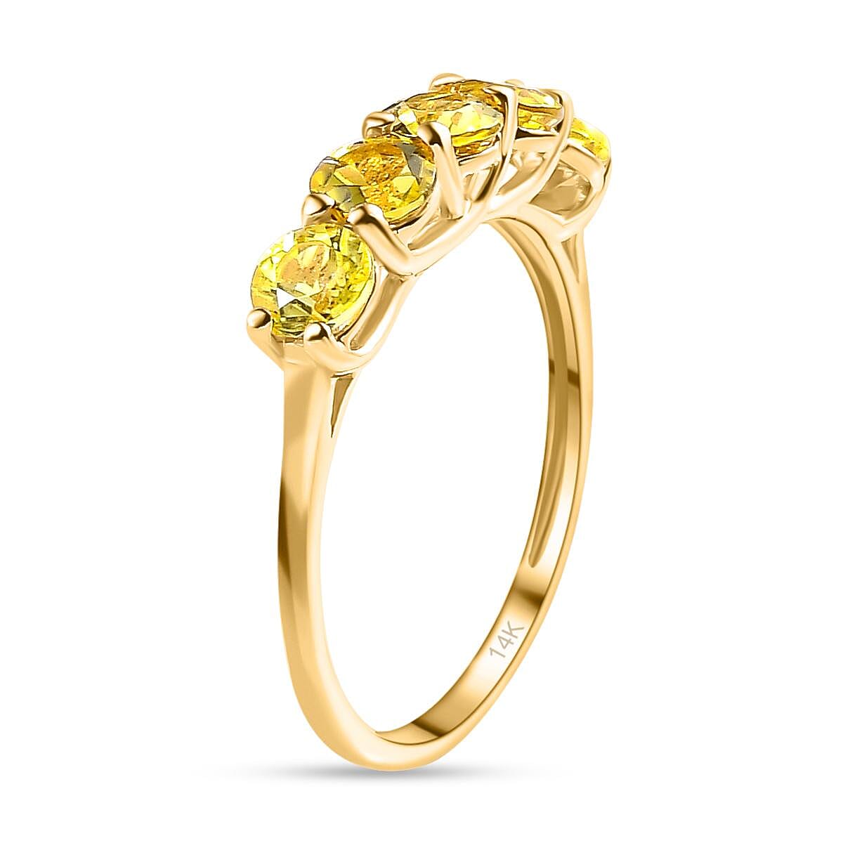 First Time Ever - 14K Yellow Gold AAA Canary Tourmaline Ring 1.25 Ct.