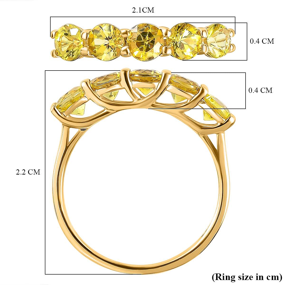 First Time Ever - 14K Yellow Gold AAA Canary Tourmaline Ring 1.25 Ct.