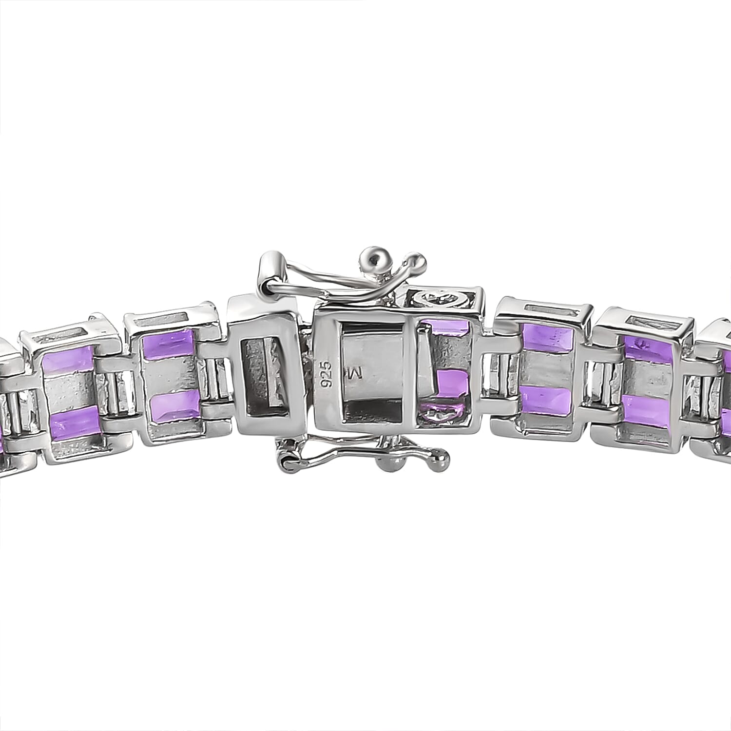 Zambian Amethyst Bracelet (Size - 7.5) in Platinum Overlay Sterling Silver 27.47 Ct, Silver Wt. 22.20 Gms