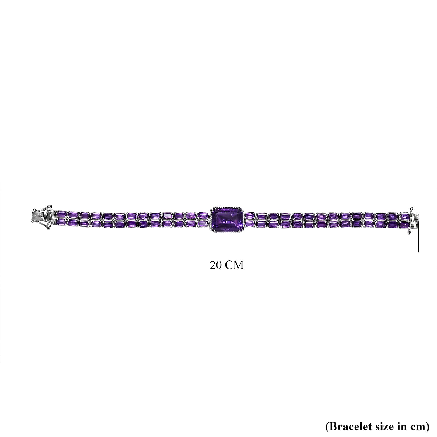 Zambian Amethyst Bracelet (Size - 7.5) in Platinum Overlay Sterling Silver 27.47 Ct, Silver Wt. 22.20 Gms