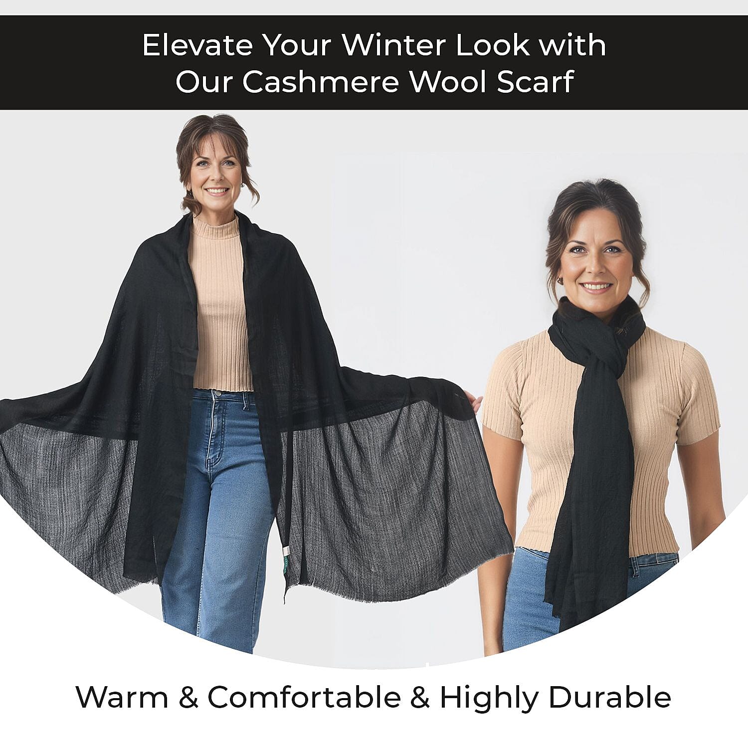 La Marey 100% Cashmere Wool Pashmina Scarf With Gift Box