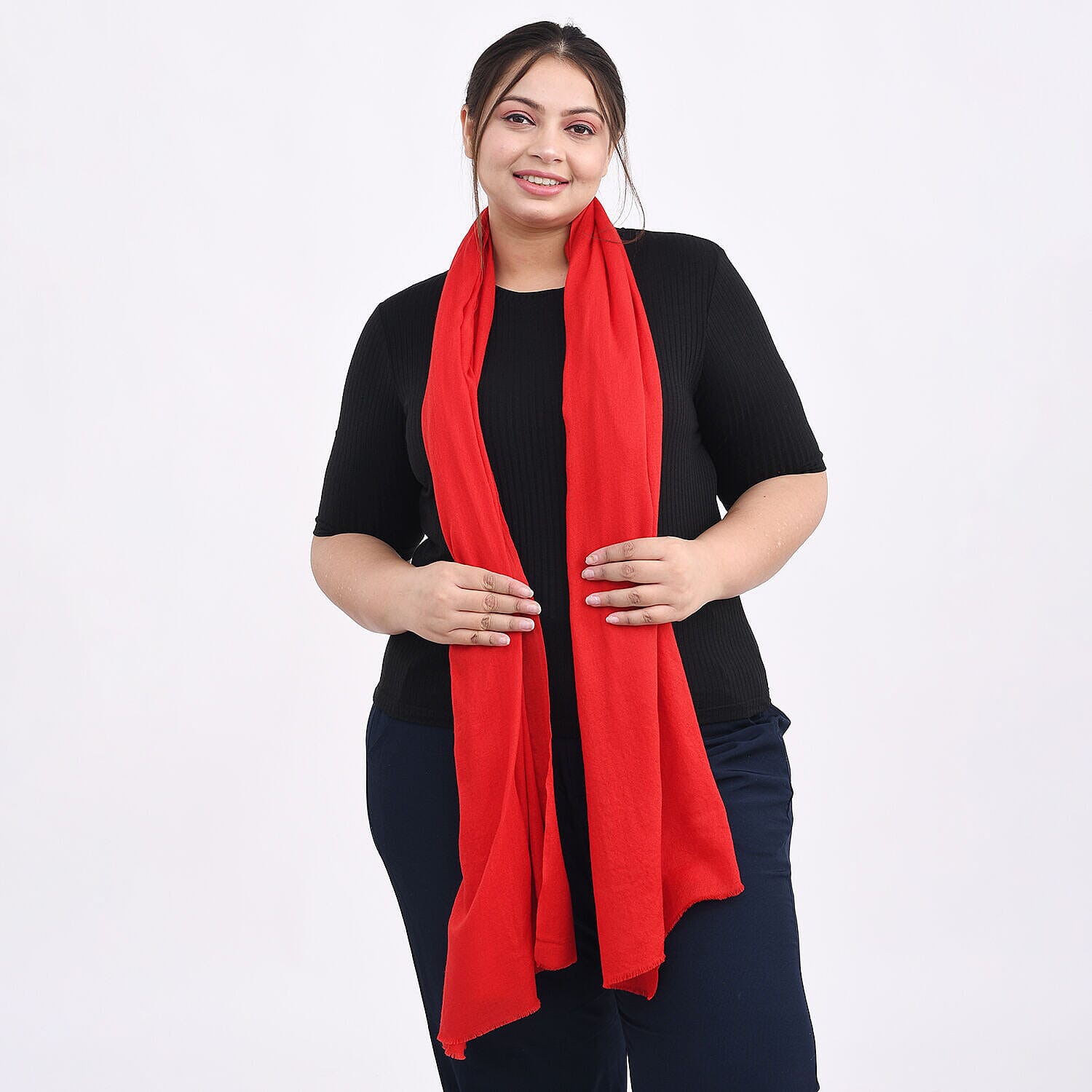 100% Cashmere Wool Shawl (190 X 70 cm) - Red
