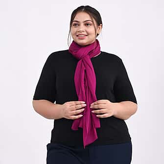 100% Cashmere Wool Women's Shawl (190 X 70 cm) - Fuchsia