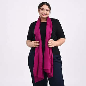 100% Cashmere Wool Women's Shawl (190 X 70 cm) - Fuchsia