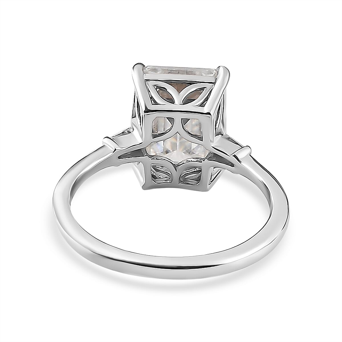 Moissanite Ring in Platinum Overlay Sterling Silver 3.731 Ct.