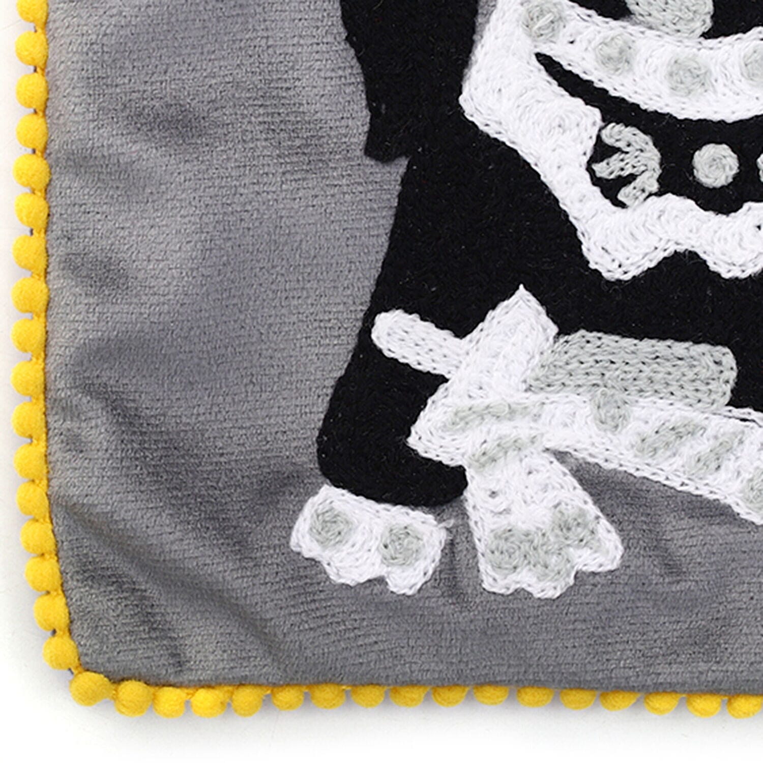 Suede Fabric Zipper Pouch with Colourful Thread Work (Size 17 Cm) - Grey