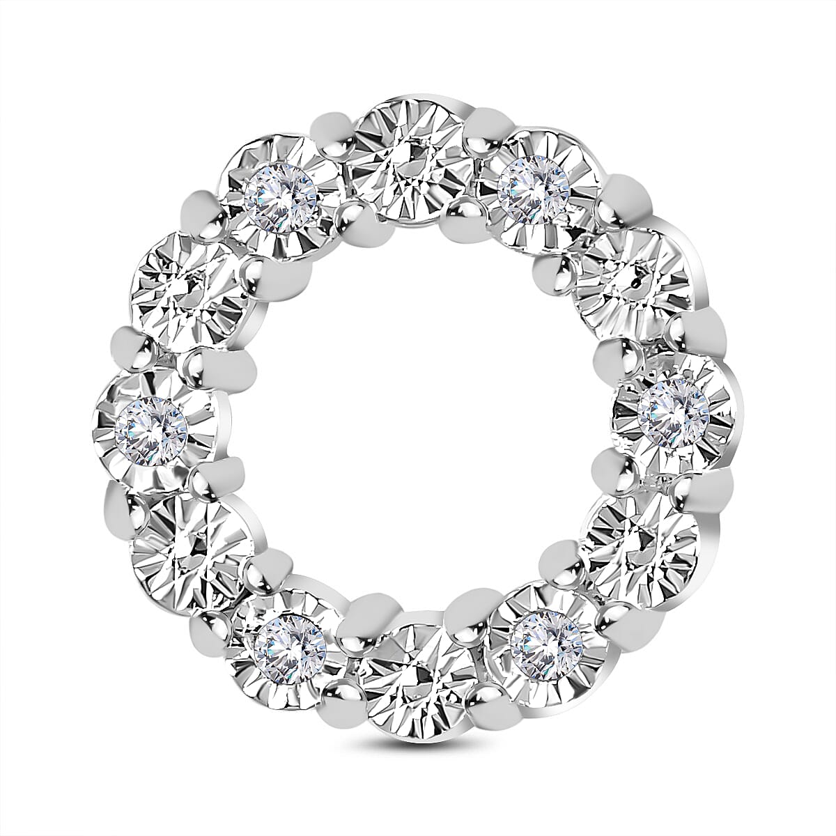 Diamond Circle Pendant in Sterling Silver