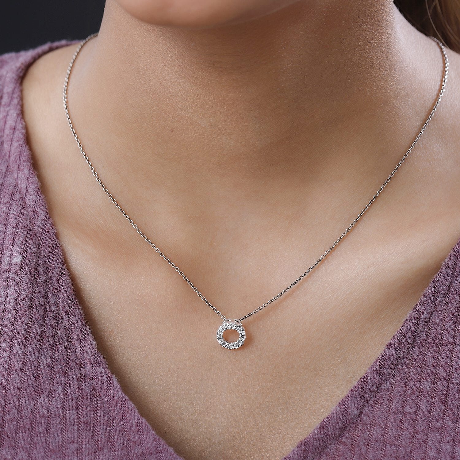 Diamond Circle Pendant in Sterling Silver