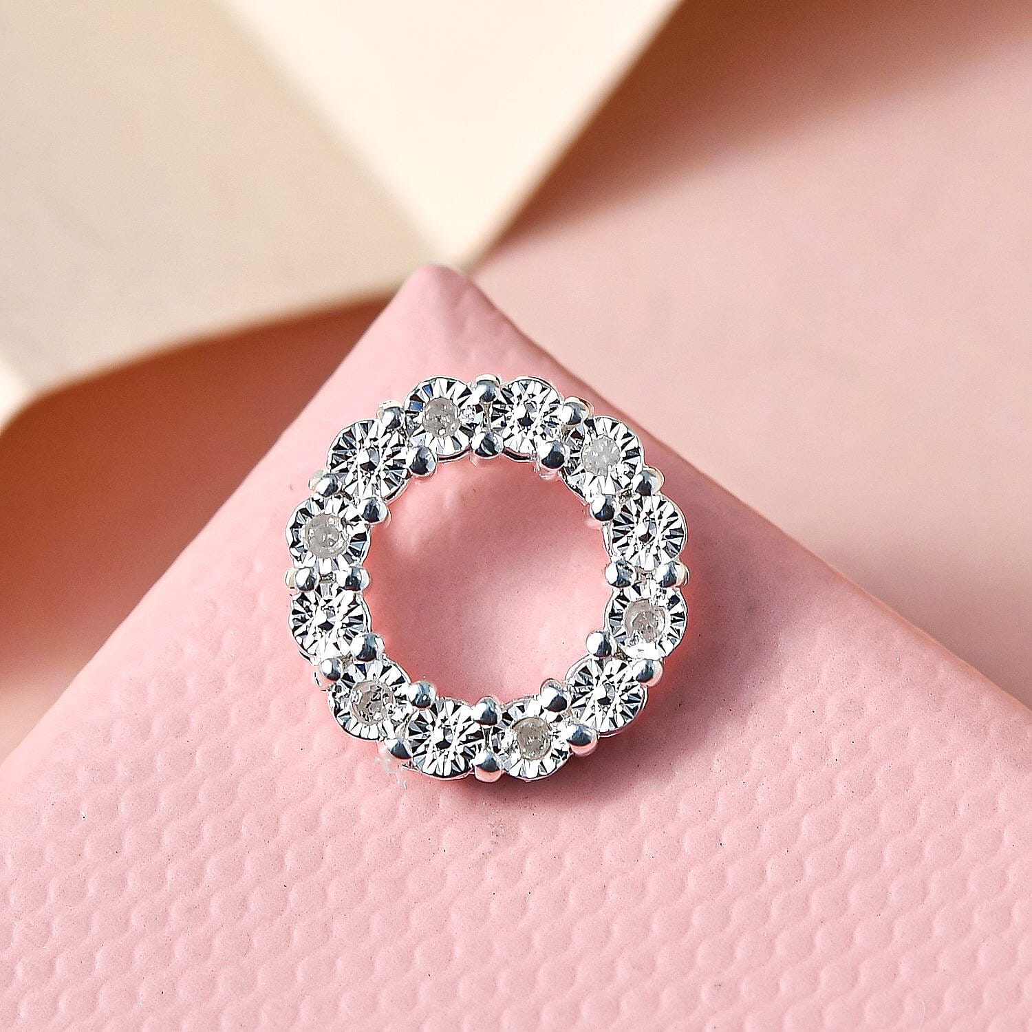 Diamond Circle Pendant in Sterling Silver