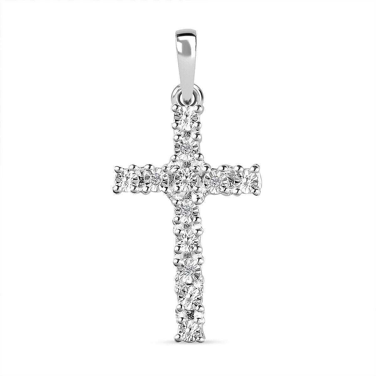 Sterling Silver Diamond Cross Pendant