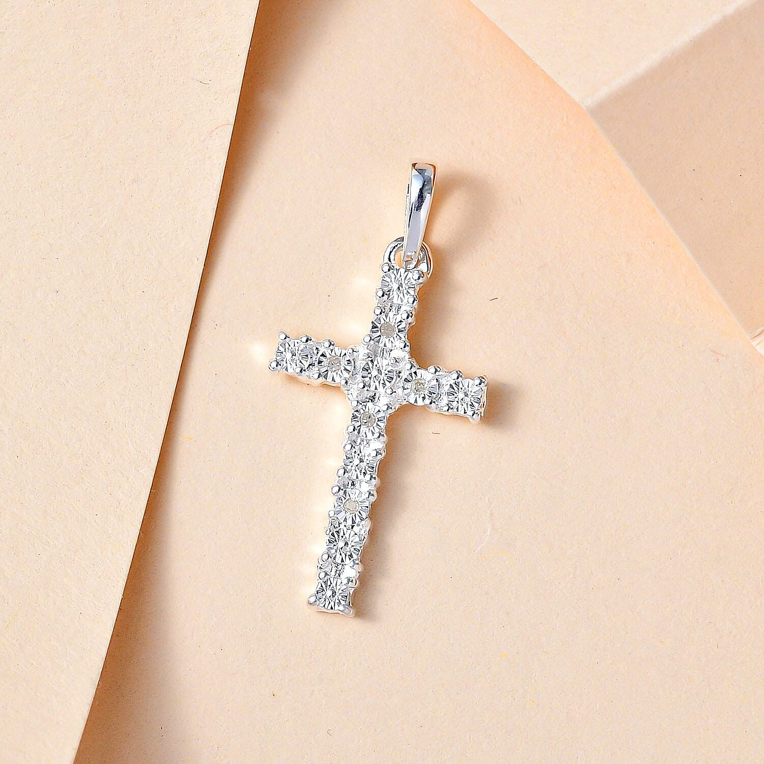 Sterling Silver Diamond Cross Pendant