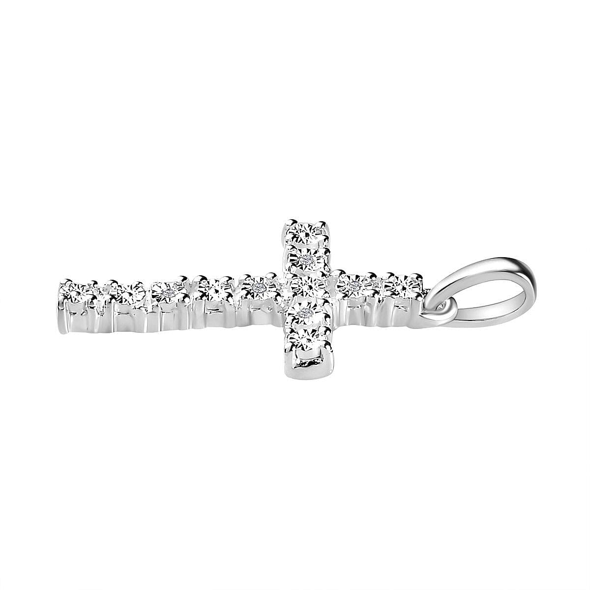 Sterling Silver Diamond Cross Pendant
