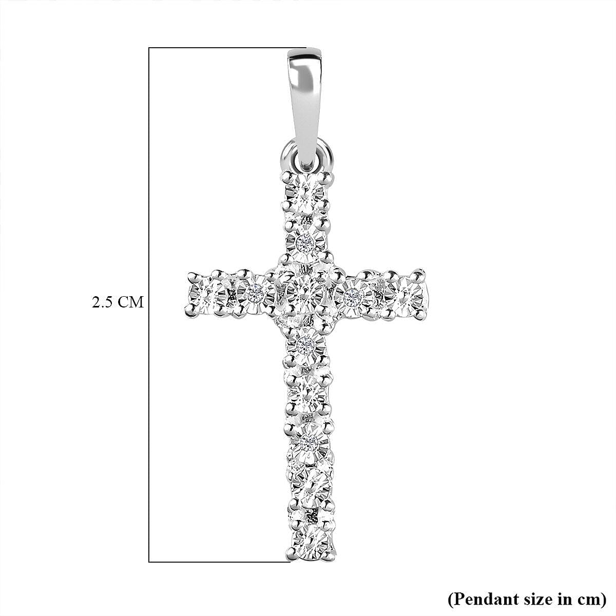 Sterling Silver Diamond Cross Pendant