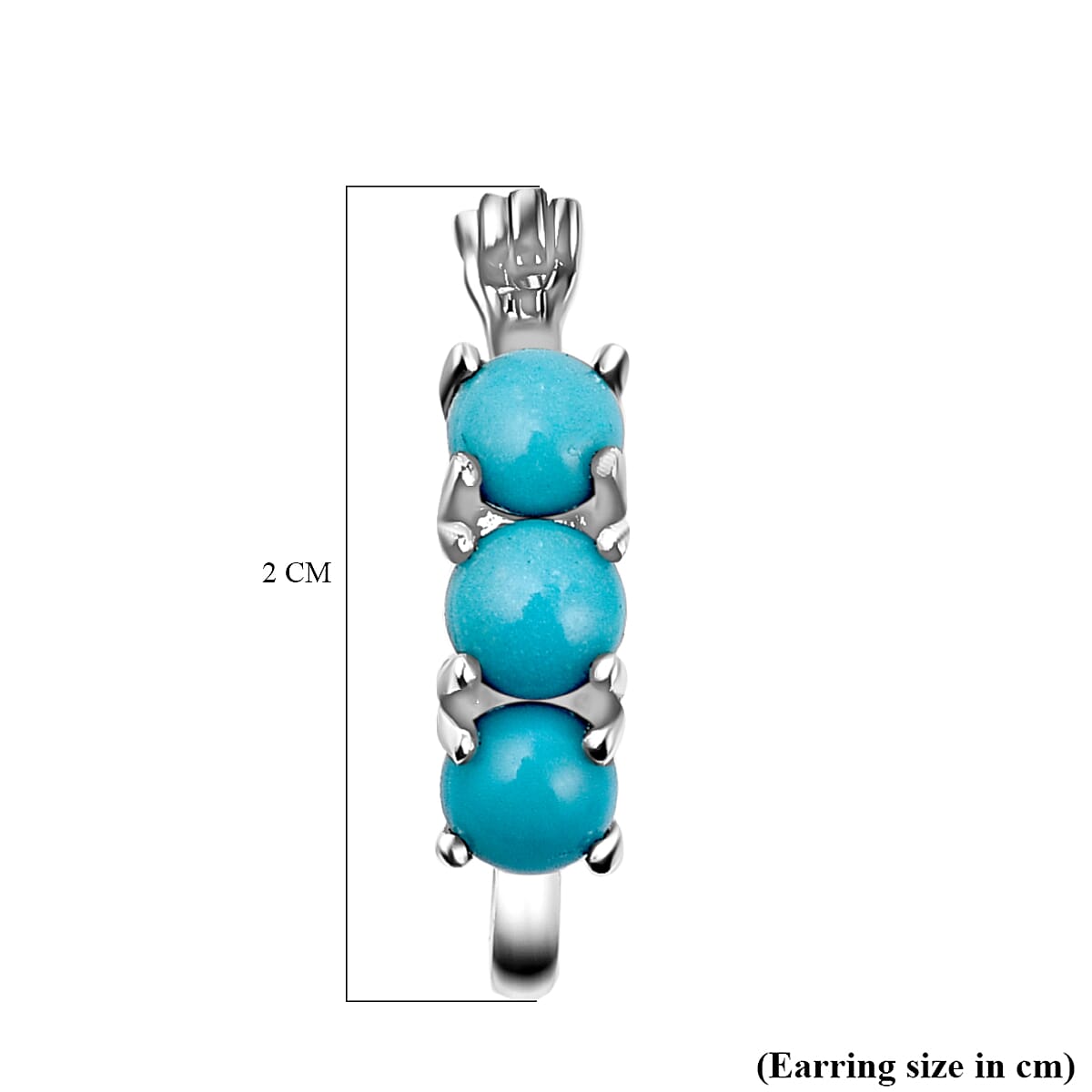 Arizona Sleeping Beauty Turquoise Hoop Earrings (with Clasp) in Platinum Overlay Sterling Silver 1.782 Ct.