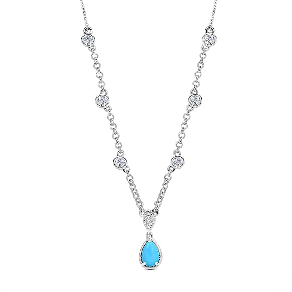 Arizona Sleeping Beauty Turquoise and Natural Cambodian Zircon Necklace ...