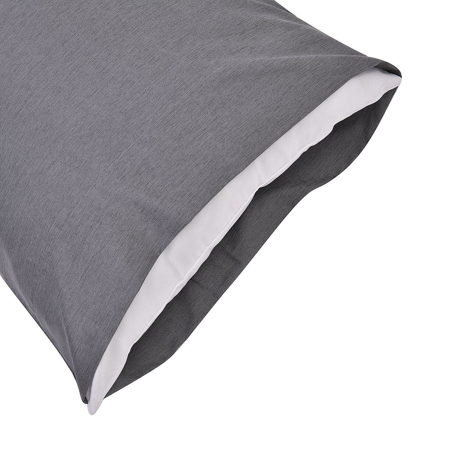 Set of 4 - Bamboo Duver Cover Double (Size 200x200 Cm), Fitted Sheet (Size 190x140 Cm) and 2 Pillowcase (Size 75x50 Cm) - Charcoal