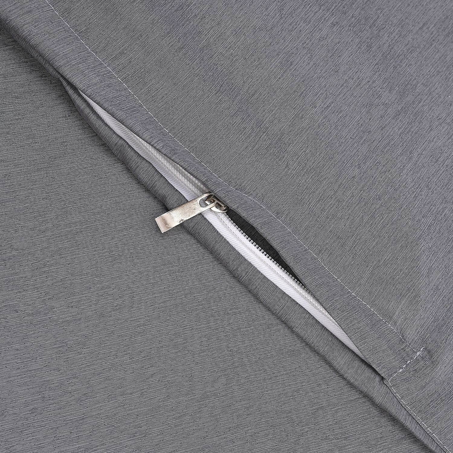 Set of 4 - Bamboo Duver Cover Double (Size 200x200 Cm), Fitted Sheet (Size 190x140 Cm) and 2 Pillowcase (Size 75x50 Cm) - Charcoal