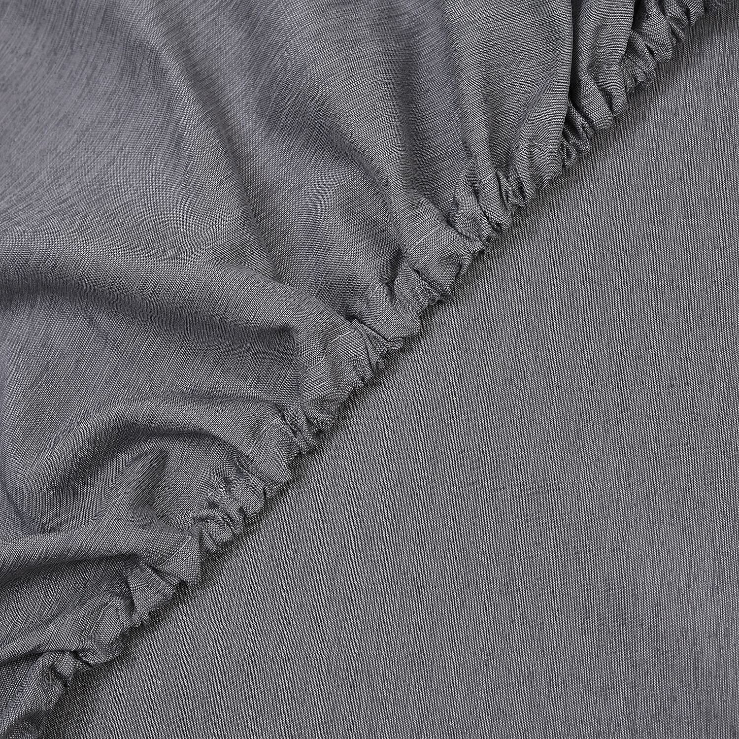 Set of 4 - Bamboo Duver Cover Double (Size 200x200 Cm), Fitted Sheet (Size 190x140 Cm) and 2 Pillowcase (Size 75x50 Cm) - Charcoal