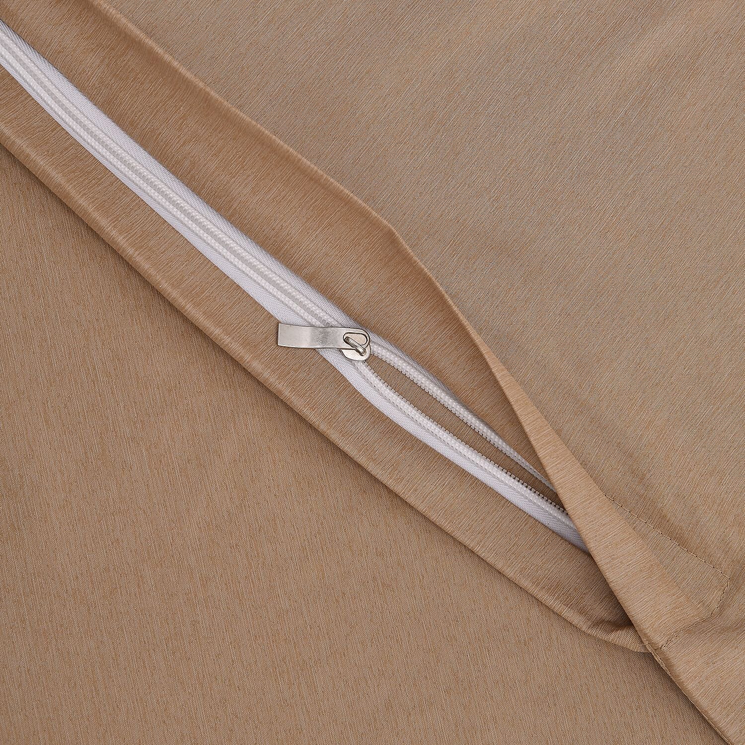 Set of 4 - Bamboo Duver Cover Double (Size 200x200 Cm), Fitted Sheet (Size 190x140 Cm) and 2 Pillowcase (Size 75x50 Cm) - Beige