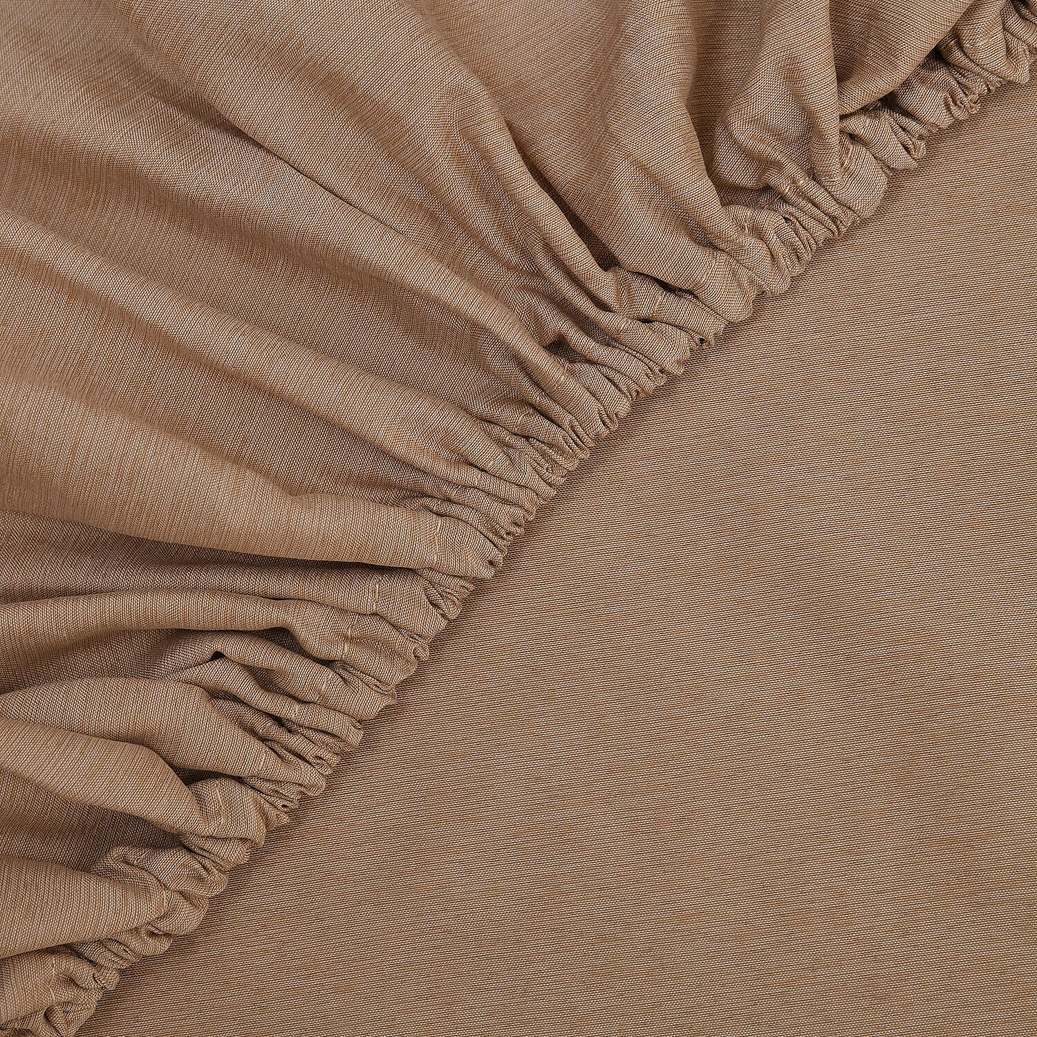 Set of 4 - Bamboo Duver Cover Double (Size 200x200 Cm), Fitted Sheet (Size 190x140 Cm) and 2 Pillowcase (Size 75x50 Cm) - Beige