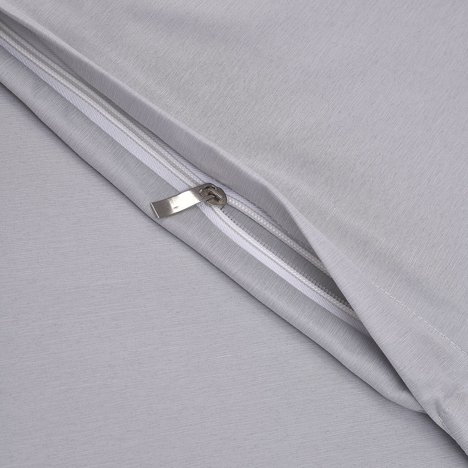 Set of 4 - Bamboo Blend Duver Cover King (Size 225x220 Cm), Fitted Sheet (Size 190x150 Cm) and 2 Pillowcase (Size 75x50 Cm) - Sage