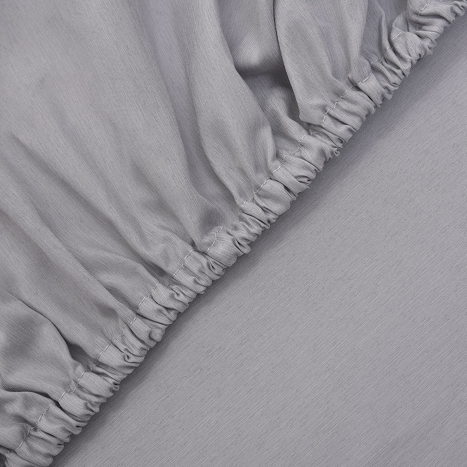 Set of 4 - Bamboo Blend Duver Cover King (Size 225x220 Cm), Fitted Sheet (Size 190x150 Cm) and 2 Pillowcase (Size 75x50 Cm) - Sage