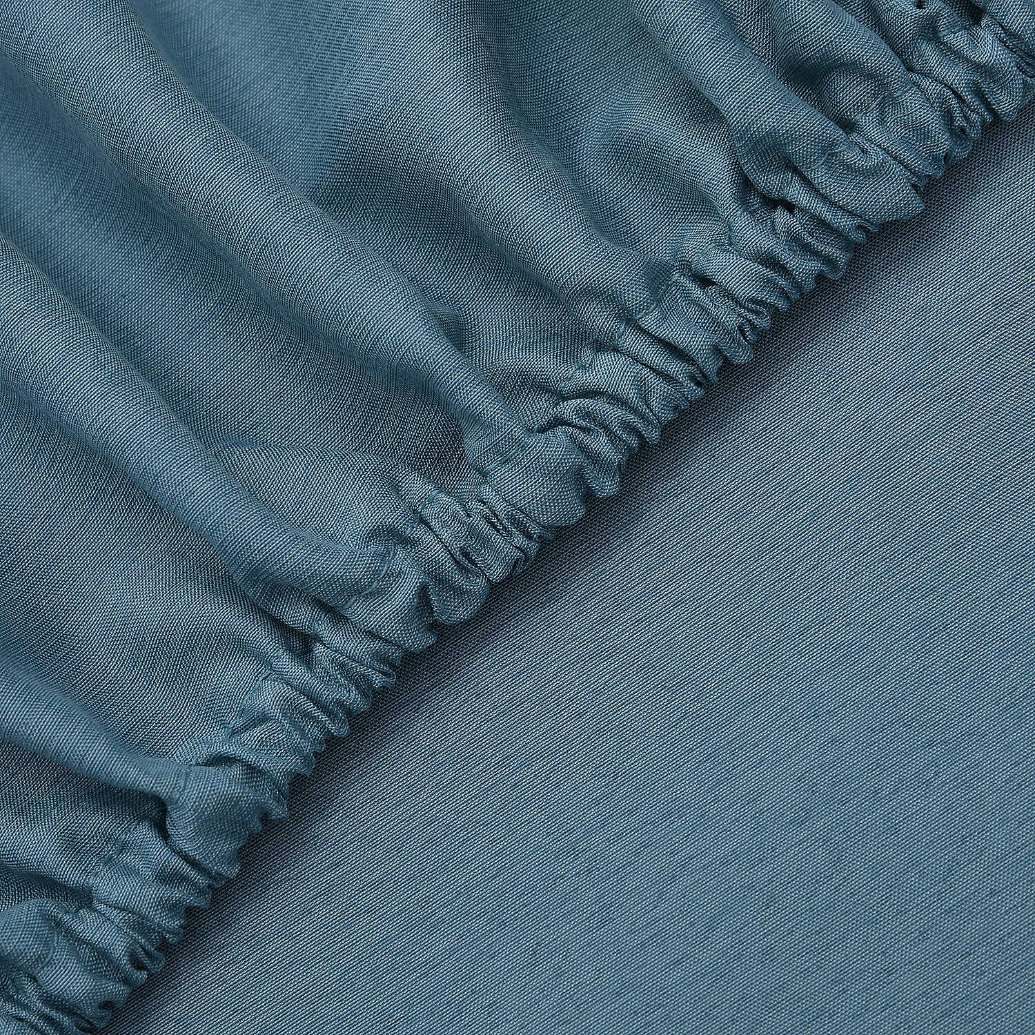 Set of 4 - Bamboo Blend Duver Cover King (Size 225x220 Cm), Fitted Sheet (Size 190x150 Cm) and 2 Pillowcase (Size 75x50 Cm) - Teal