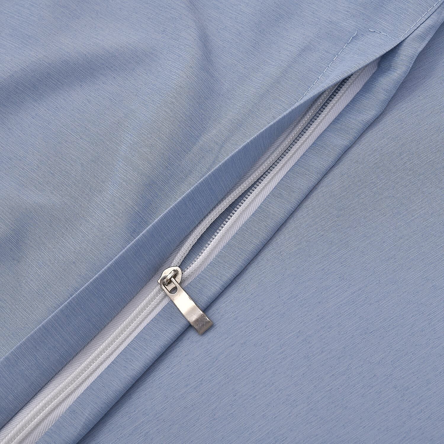 Set of 4 - Bamboo Blend Duver Cover King (Size 225x220 Cm), Fitted Sheet (Size 190x150 Cm) and 2 Pillowcase (Size 75x50 Cm) - Blue