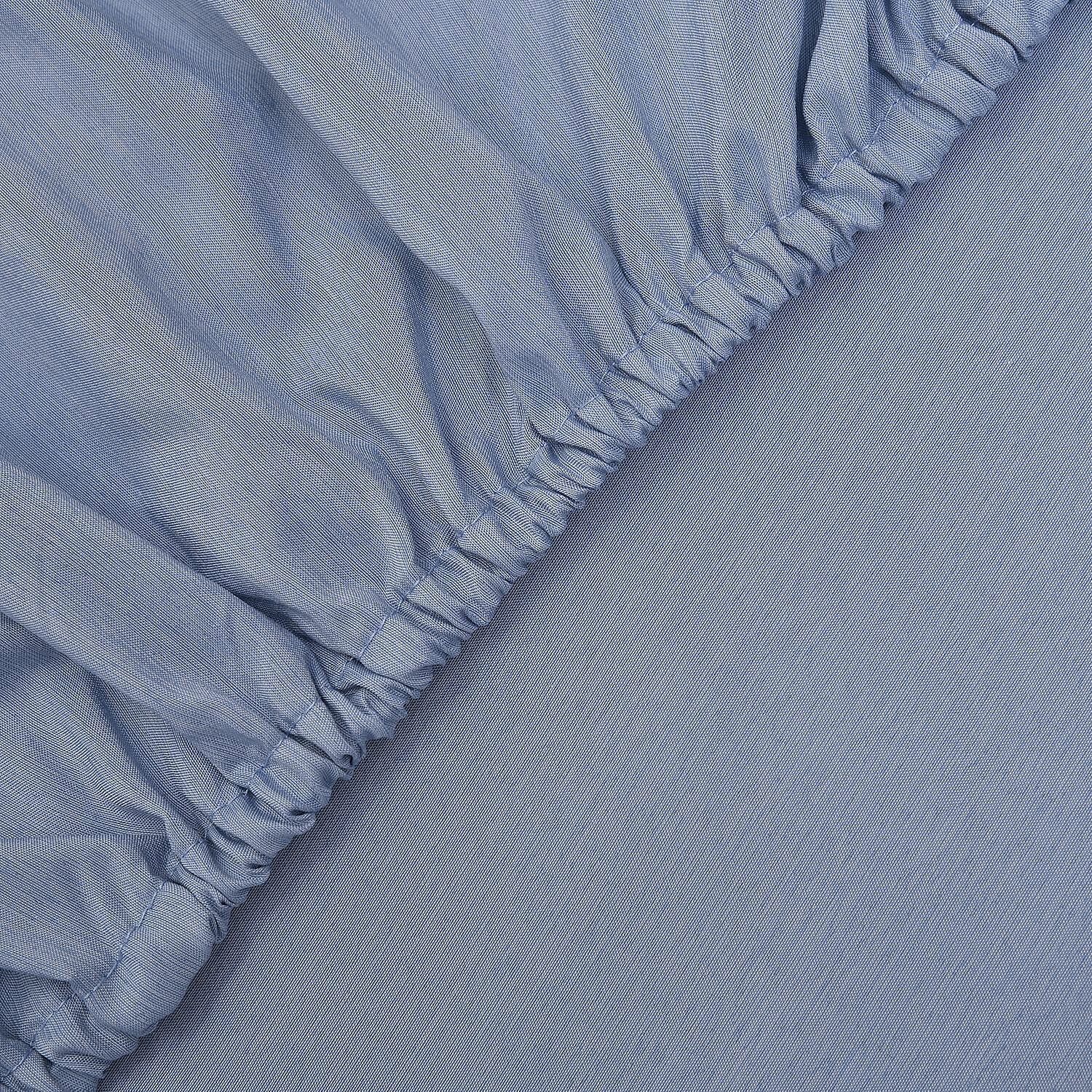 Set of 4 - Bamboo Blend Duver Cover King (Size 225x220 Cm), Fitted Sheet (Size 190x150 Cm) and 2 Pillowcase (Size 75x50 Cm) - Blue