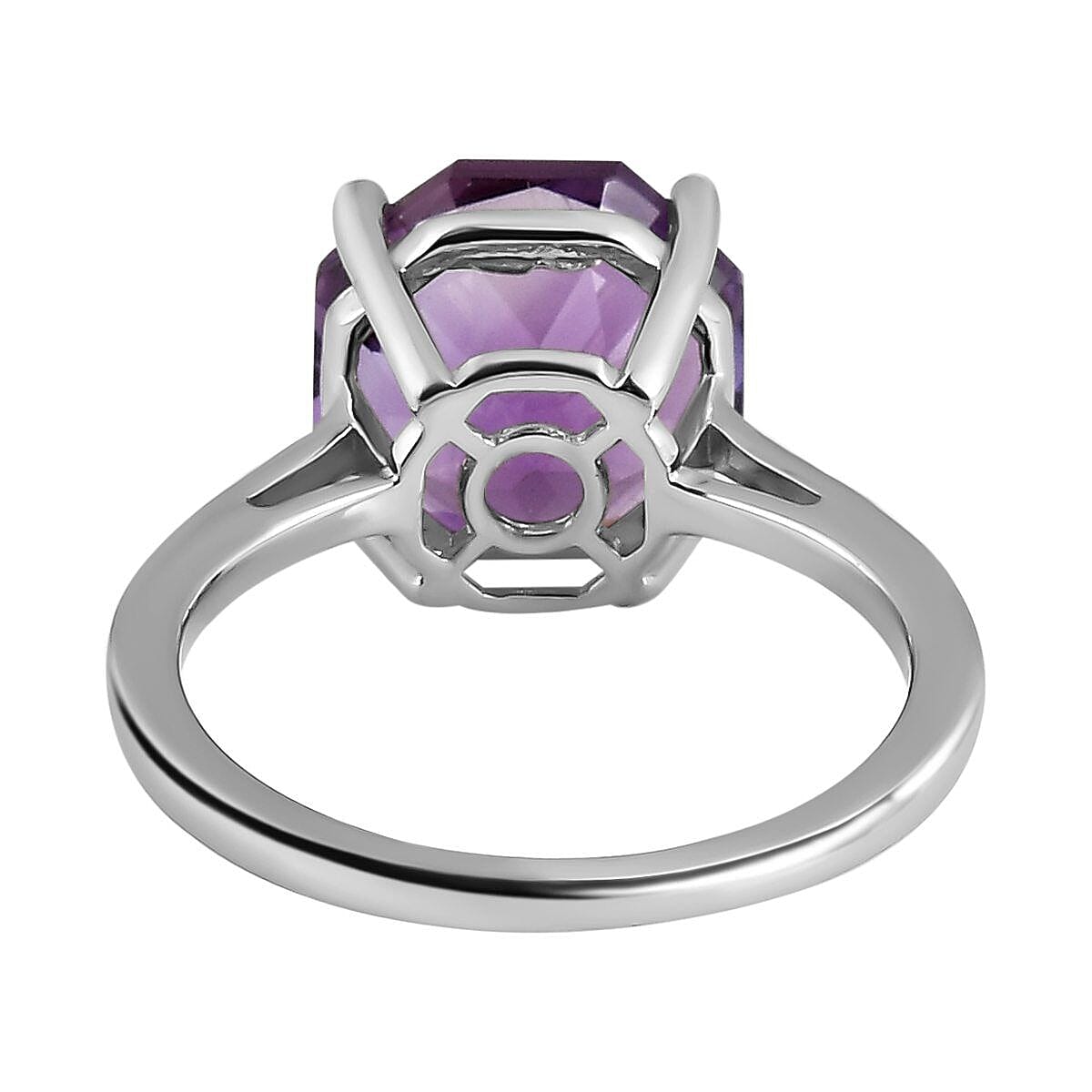 Amethyst Solitaire Ring in Platinum Overlay Sterling Silver 3.99 Ct.
