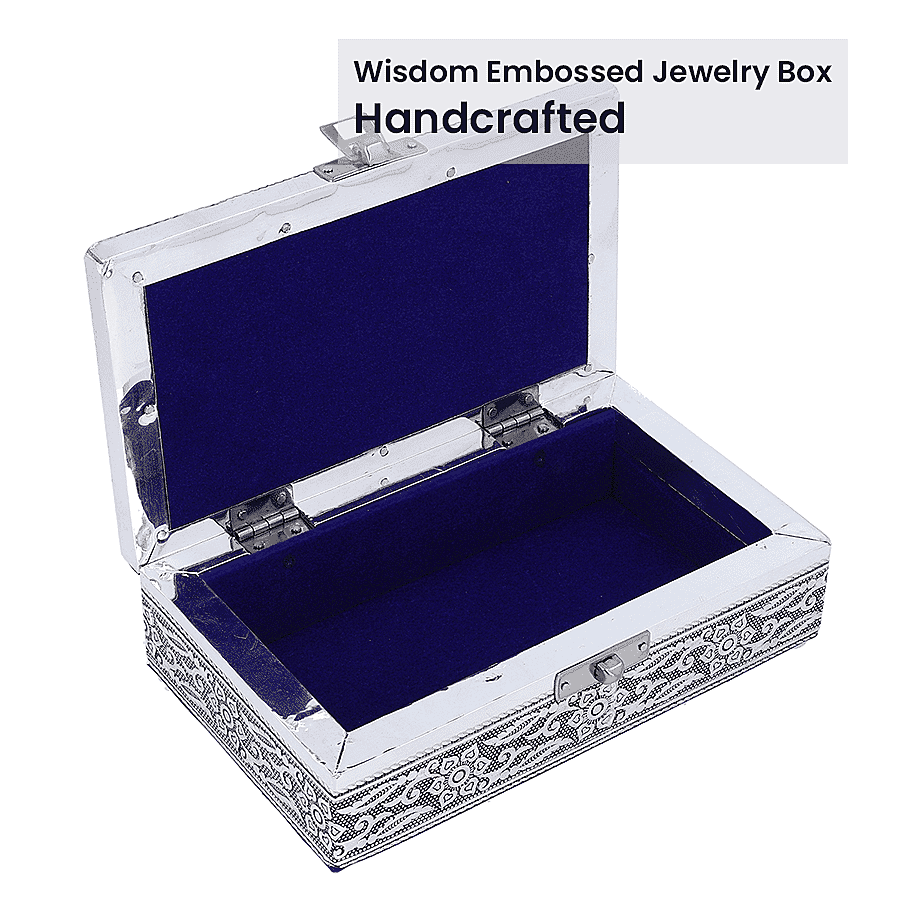 Set of 2 - Rose Embossed Aluminium Storage Box (Size 20x13x7 Cm & 16x10x5 Cm)