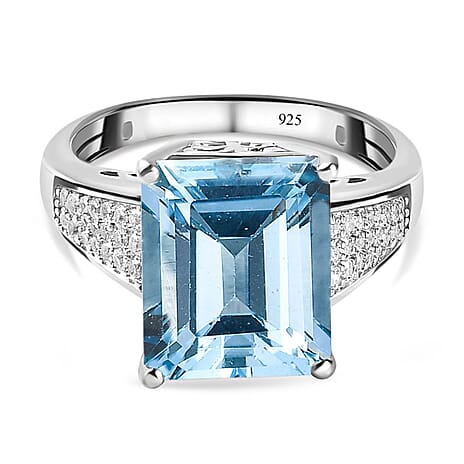 Marambaia Topaz and Natural Zircon Ring in Platinum Overlay Sterling Silver 7.93 Ct.