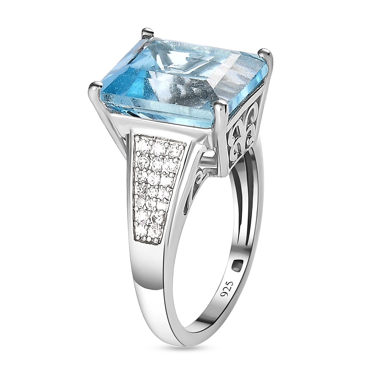 Marambaia Topaz and Natural Zircon Ring in Platinum Overlay Sterling Silver 7.93 Ct.