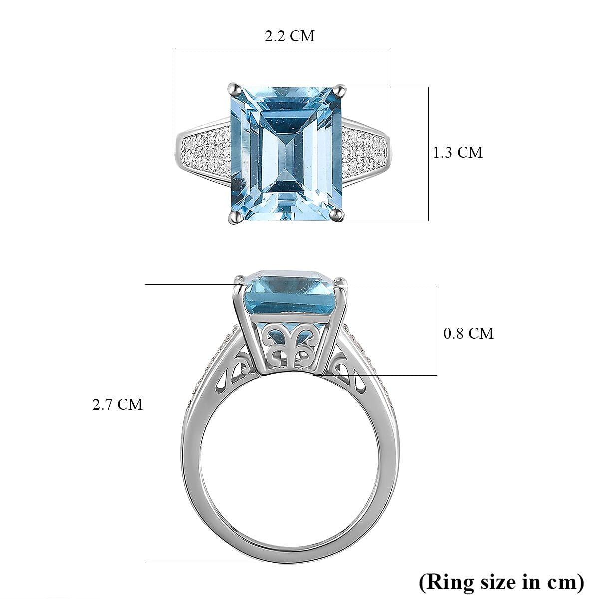 Marambaia Topaz and Natural Zircon Ring in Platinum Overlay Sterling Silver 7.93 Ct.