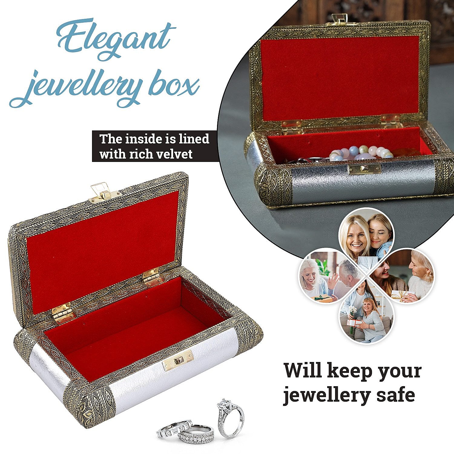 Handcrafted Jewellery Box - Burgundy