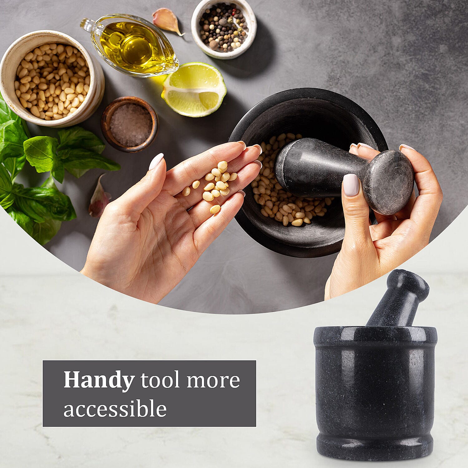 High Quality Granite Herbs and Spice Grinding Mortar and Pestle Set - Black