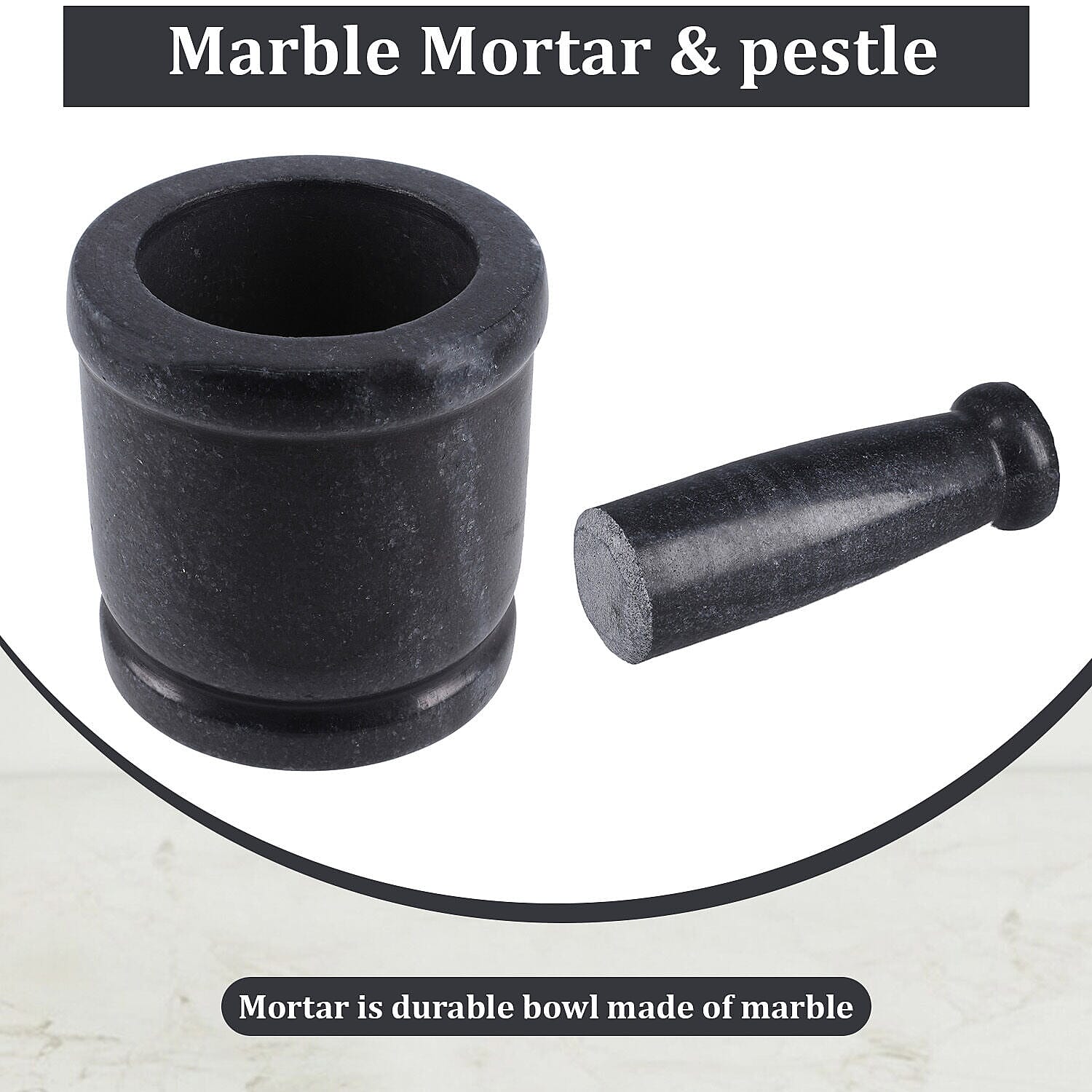High Quality Granite Herbs and Spice Grinding Mortar and Pestle Set - Black