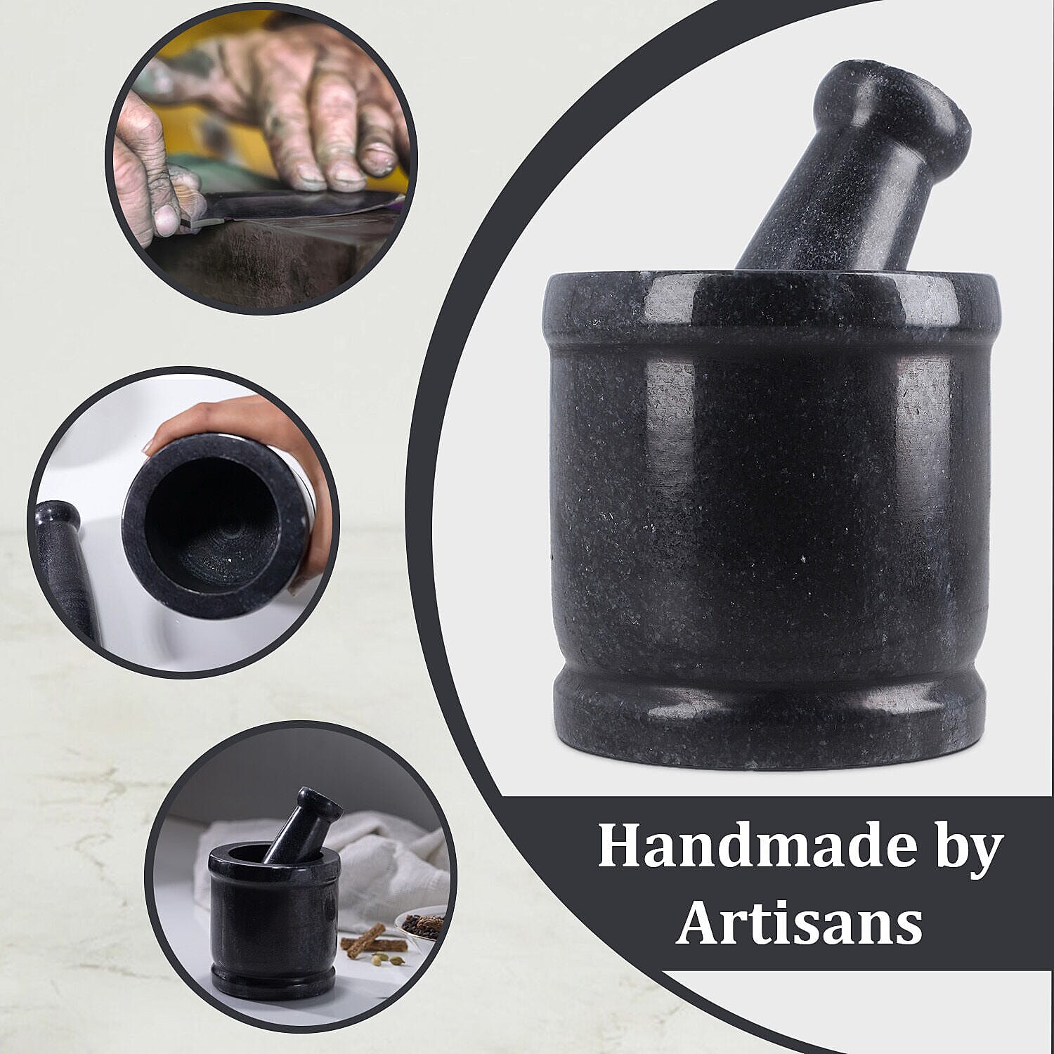 High Quality Granite Herbs and Spice Grinding Mortar and Pestle Set - Black