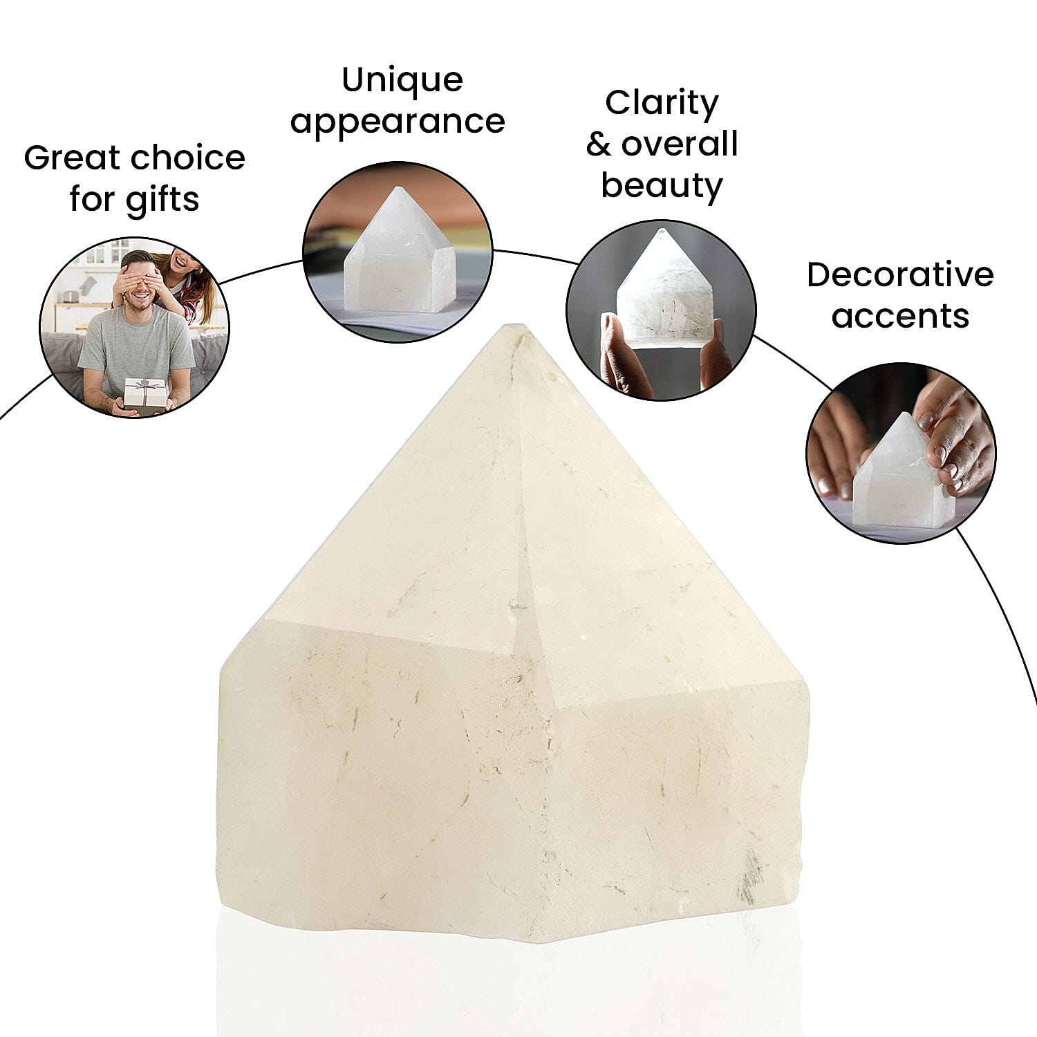 Crystal Heart Empowerment White Quartz Gemstone (Size 7x5 cm)