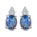  9K White Gold AA Boulder Triplet Opal , Moissanite Solitaire Stud Push Post Earring 1.32 ct, Gold Wt. 0.7 Gms 1.460 Ct.