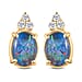  9K White Gold AA Boulder Triplet Opal , Moissanite Solitaire Stud Push Post Earring 1.32 ct, Gold Wt. 0.7 Gms 1.460 Ct.