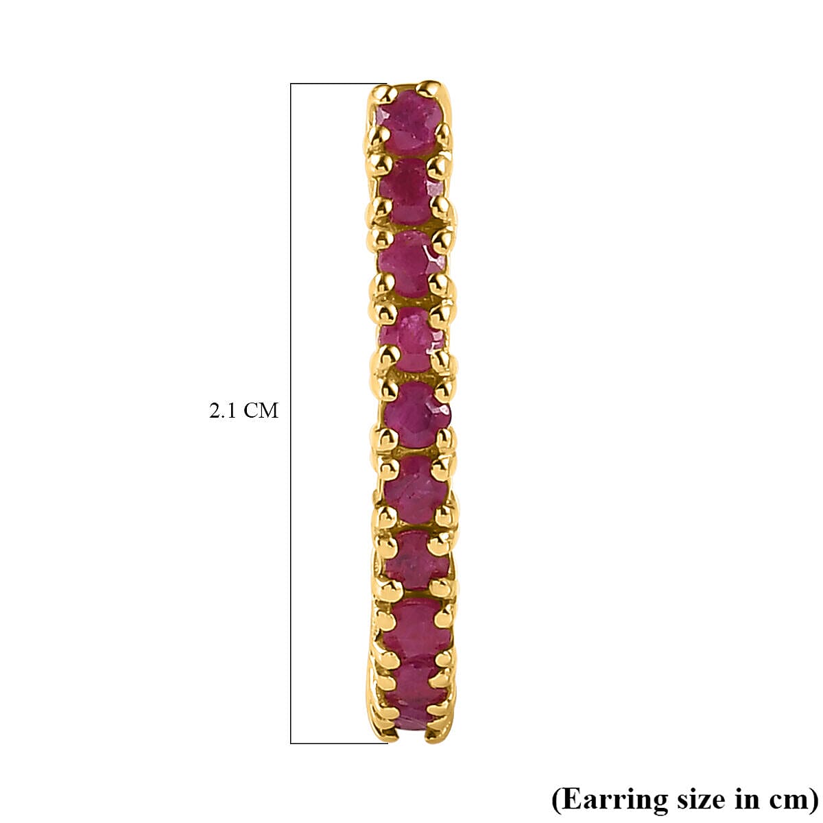 African Ruby Hoop Earrings in 18K Vermeil Gold Plated Sterling Silver