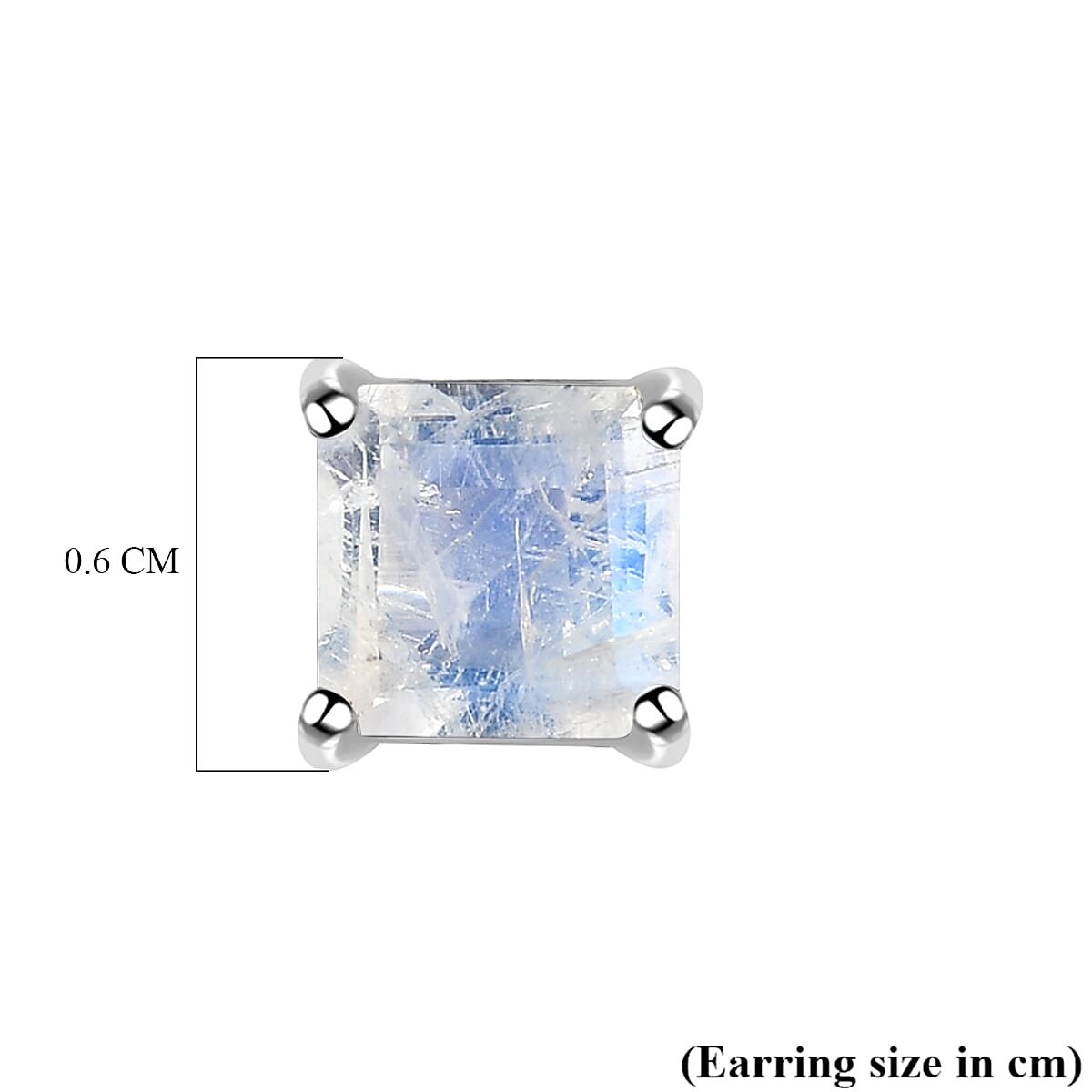 Rainbow Moonstone Earrings (With Push Back) in Platinum Overlay Sterling Silver 1.20 Ct.