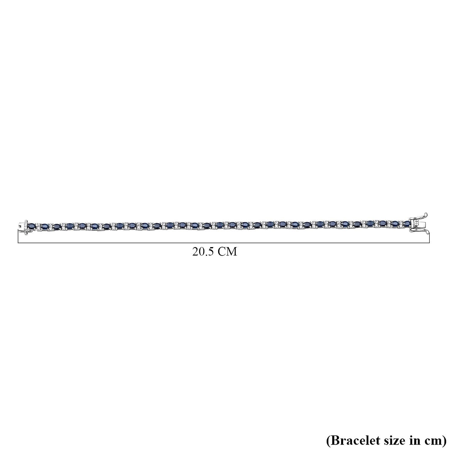 Ocean Teal Sapphire and Natural Cambodian Zircon Bracelet (Size - 7) in Rhodium Overlay Sterling Silver 8.37 Ct, Silver Wt. 8.50 Gms