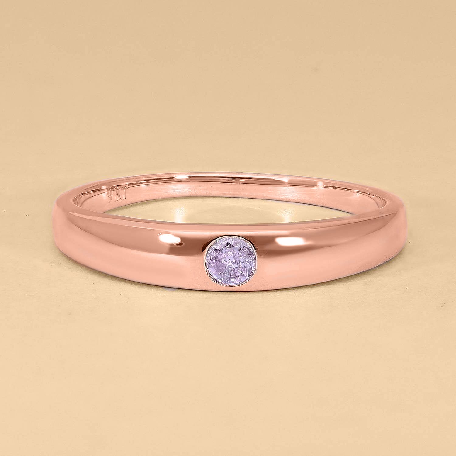9K Rose Gold Pink Diamond Ring