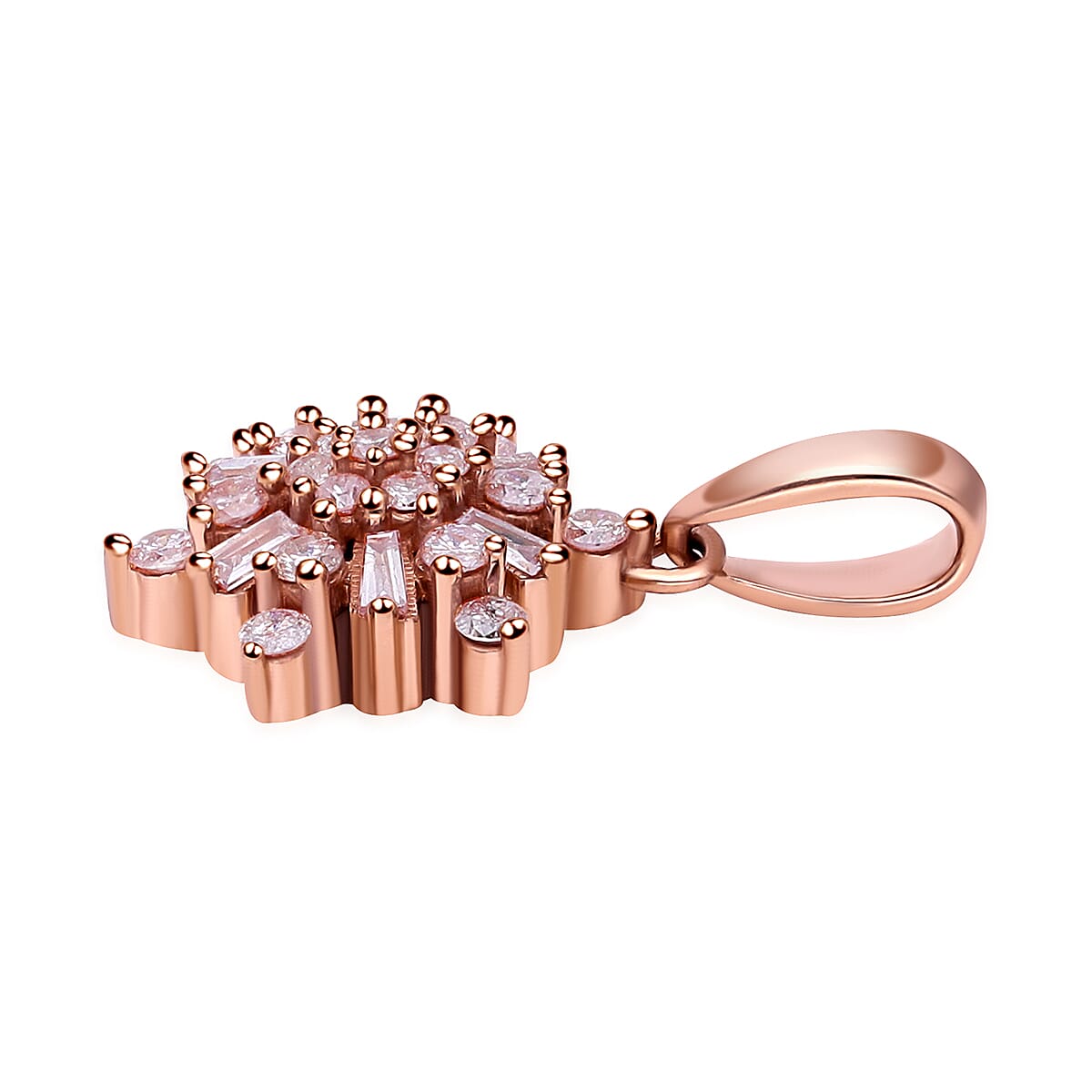 9K Rose Gold Natural Pink Diamond Snowflake Pendant