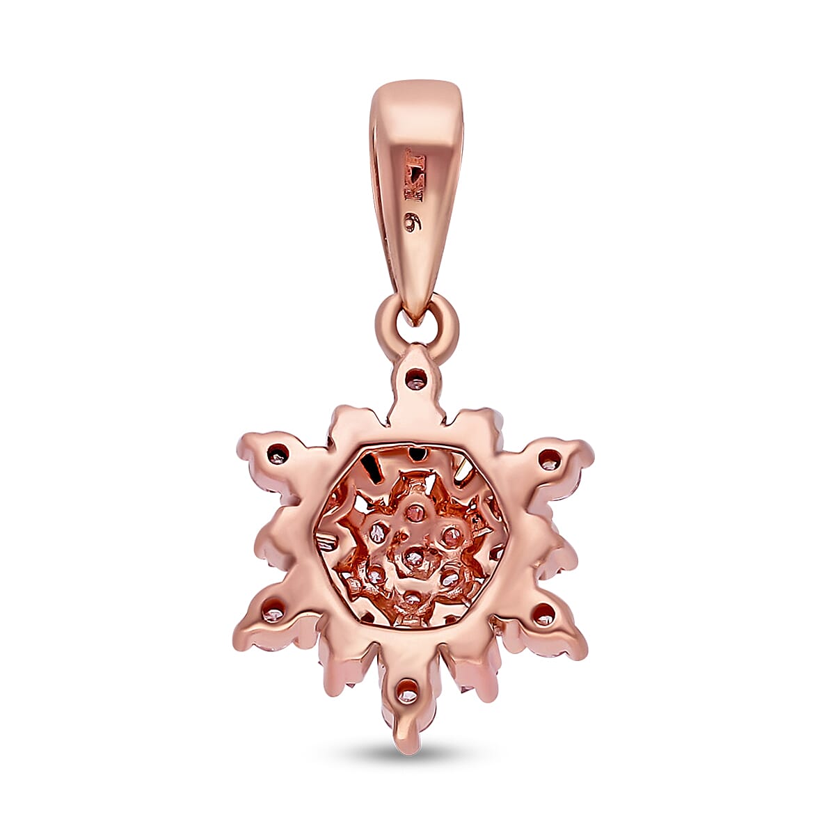 9K Rose Gold Natural Pink Diamond Snowflake Pendant