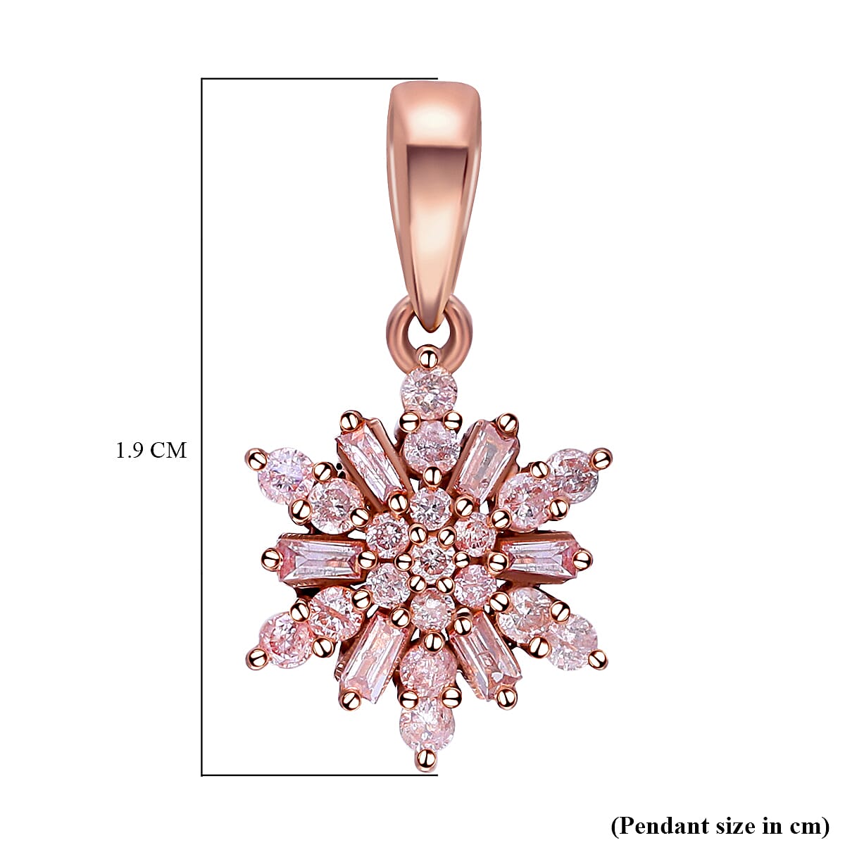 9K Rose Gold Natural Pink Diamond Snowflake Pendant