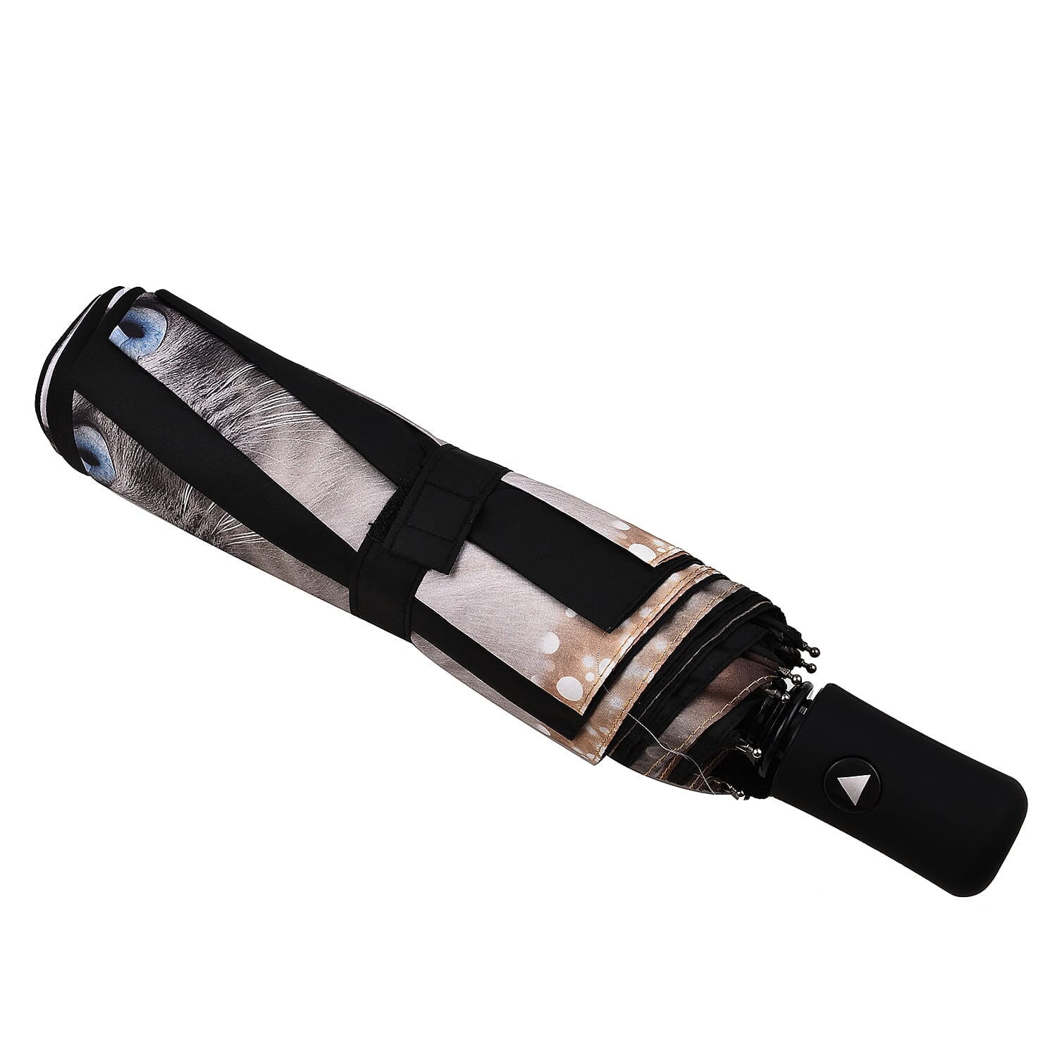 Thomas Calvi Persian Cat Print 8 Panel Folding Umbrella (Size 98(Dia)x56Cm) (Size 55 Cm) - Black