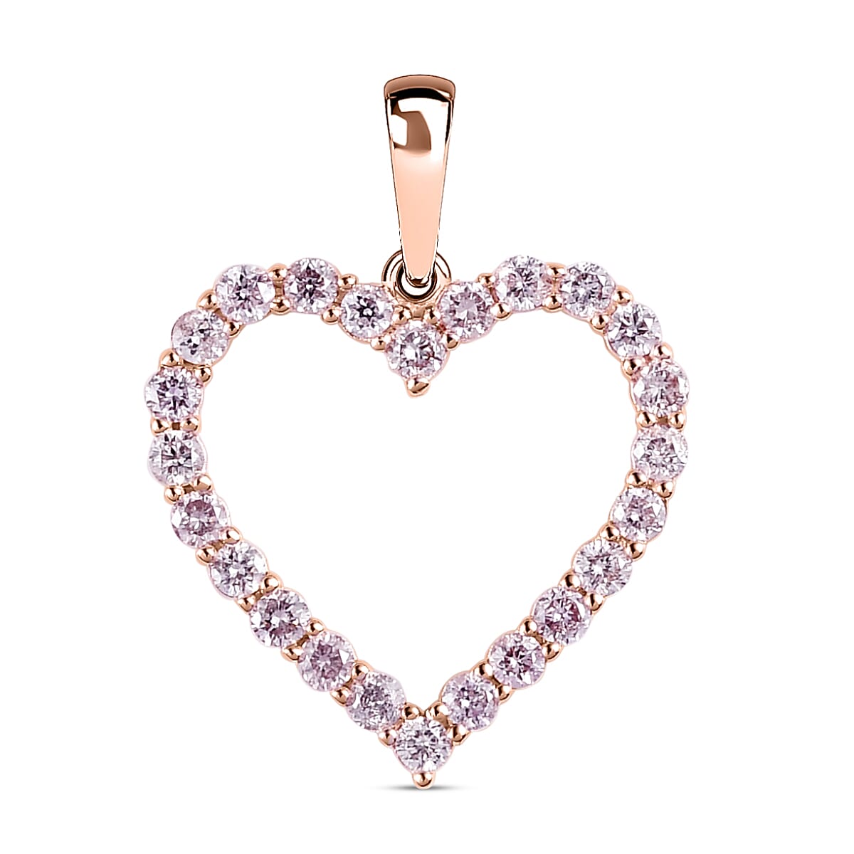 14K Rose Gold SGL Certified Natural Pink Diamond Open Heart Pendant 0.50 Ct.